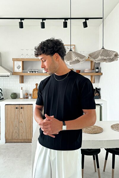 Flaw Wear Μπλουζάκι Çizgi Με σχέδιο Μαύρο Πλεκτό