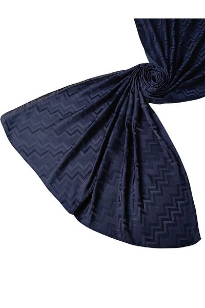 mim eşarp Silky Textured Jacquard Zigzag Patterned Shawl 75X190 cm