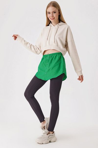 D&M Life Collection 1888 Sweatshirt And Shirt Under Sweater Skirt - Green