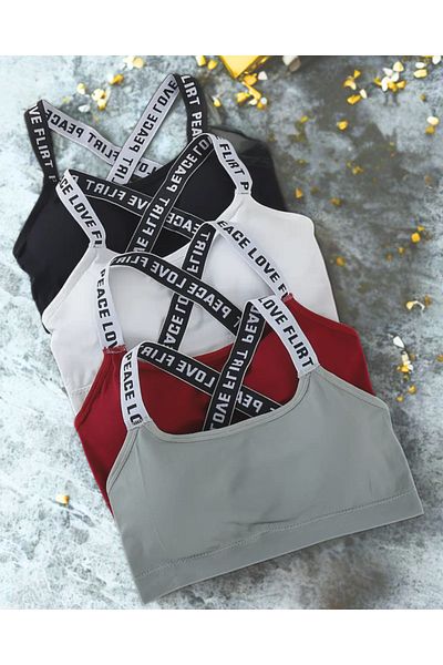 BUSYET Standard Size 2 Pieces Sports Bras with Letters Comfortable and Breathable Sports Underwear