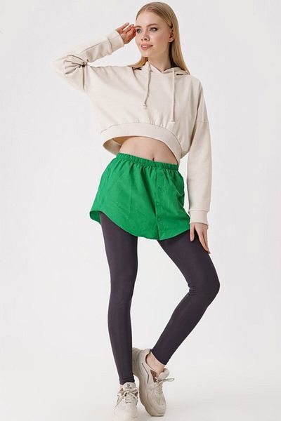 D&M Life Collection 1888 Sweatshirt And Shirt Under Sweater Skirt - Green