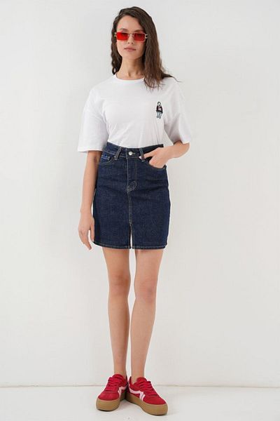 D&M Life Collection    Mini Denim Skirt 8037 - Navy Blue