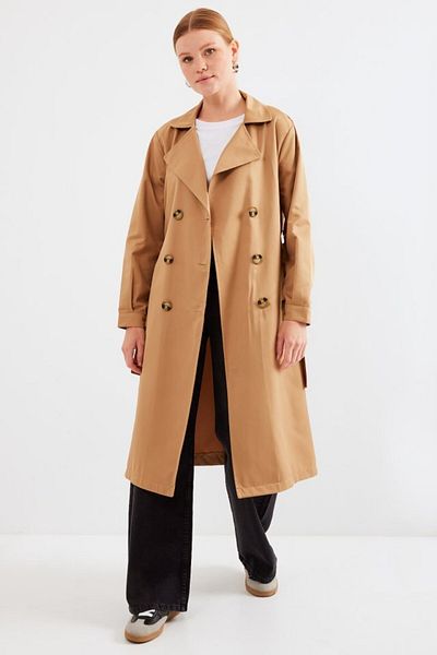 D&M Life Collection 5853 Double Breasted Collar Trench Coat - Tan - 38