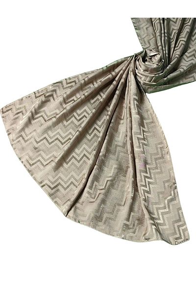mim eşarp Silky Textured Jacquard Zigzag Patterned Shawl 75X190 cm