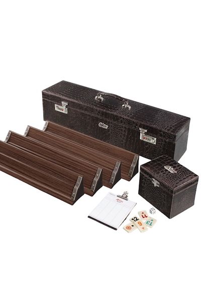 OEM Premium Rummy Game Set, Handmade from Solid Wood with Premium Pieces and Leather Storage Bag