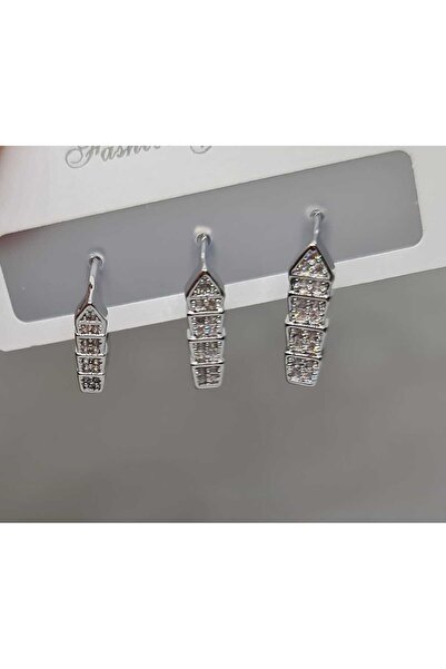 Store 316L Zirkon Taşlı Paslanmaz Çelik Gümüş Kaplı Küpe