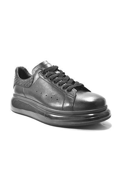Onlo Ayakkabı Onlo Shoes Ma.1091 Genuine Leather Black Tied Anatomical Casual Men's Shoes