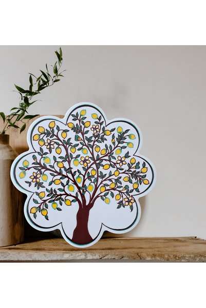 Artiser Ceramic Trivet, Ceramic Trivet with Lemon Tree Decoration, First Class Trivet, Decorative Ceramic Trivet