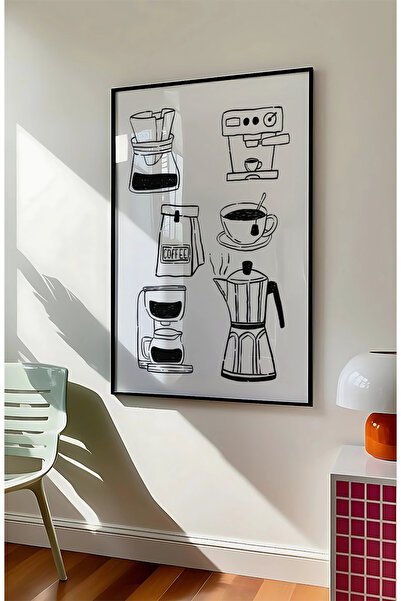 DES VU PRINT Kahve Temalı Çerçevesiz Poster, Mutfak Kahve Köşesi Posteri