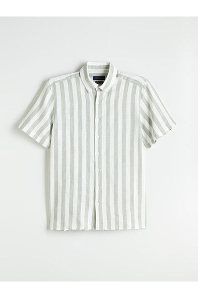 LC Waikiki New Season Regular Fit Short Sleeve Striped Men's Shirt - S5Rk19Z8
