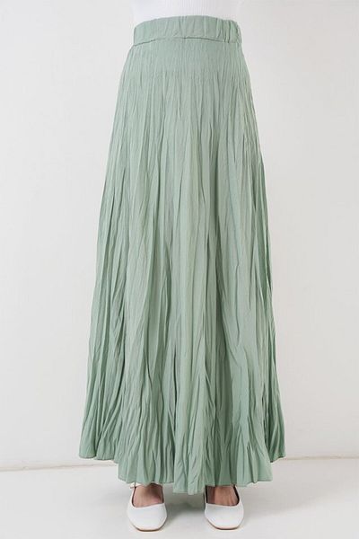 D&M Life Collection Long Crinkle Skirt 8042 - Çağla - 38