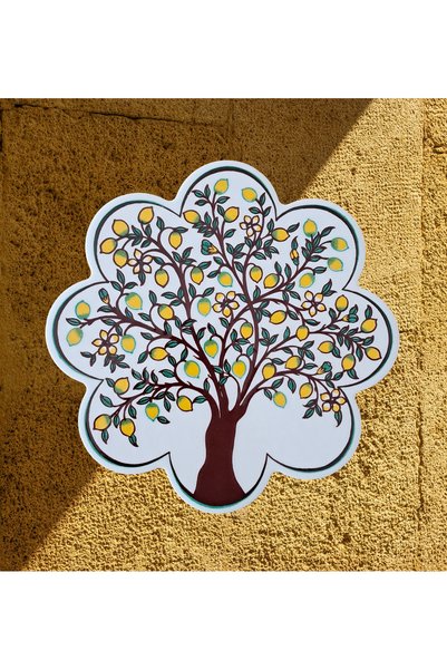 Artiser Ceramic Trivet, Ceramic Trivet with Lemon Tree Decoration, First Class Trivet, Decorative Ceramic Trivet