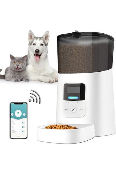 Manolex Smart Food Dispenser for Dogs and Cats - WiFi Control, Voice Recording, 6 Meals/Day, 6L