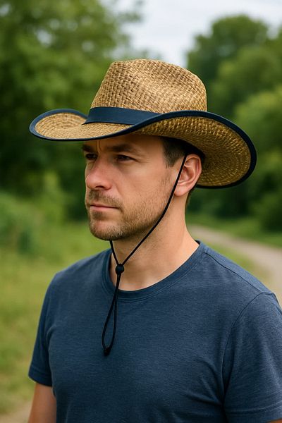 WOHOME Straw Look Lace-Up Cowboy Hat Summer Fedora Hat