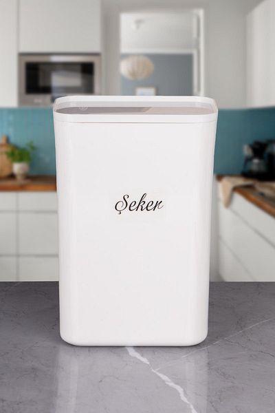 naturelove Single White Candy Food Storage Box Vacuum with Lid 3 Lt Acrylic with Label