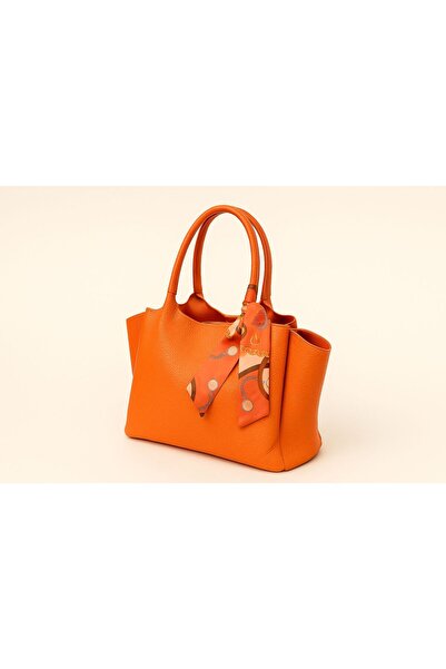 Timeless Orange Color Soft Leather Look Women's Shoulder and Hand Bag – Double Zipper, Shawl Detail