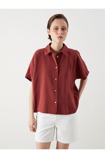 LC Waikiki Plum Oversize Modal Blend Women's Shirt