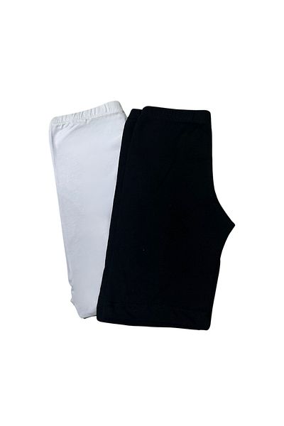 BUTİK1AVM Girls' Half Tights 2 Pcs White Black 100% Cotton Dress and Skirt Bottom