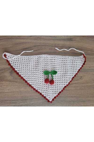 ÇİÇEKÖRGÜ Πλεκτή μπαντάνα, Χειροποίητη πλεκτή μπαντάνα με μοτίβο κερασιού, καλοκαιρινή μπαντάνα