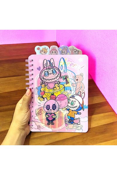 synshop Labubu Hologram Notebook cu spirală, cu separator de copertă schimbător și linie