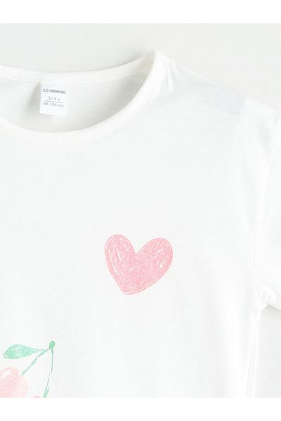 LC Waikiki Ecru Crew Neck Girl's T-Shirt
