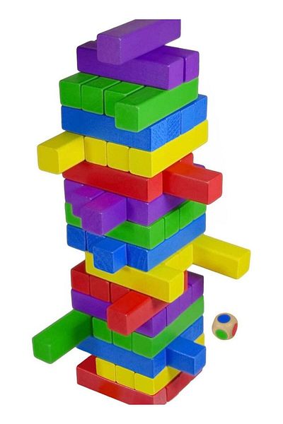 huitich Timber Tower Wooden Block Stacking Game Color Match Playset 60 Pieces