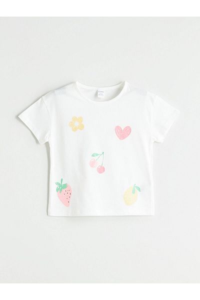 LC Waikiki Ecru Crew Neck Girl's T-Shirt