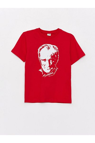 LC Waikiki Νέα σεζόν Crew Neck Ataturk με στάμπα με κοντό μανίκι Boy's Tisort - S47294Z4