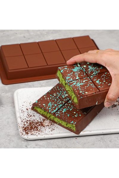 STOREMAX Ntwork Large Size Dubai Chocolate Mold Silicone Candy Bar Molds Thick Chocolate Mold