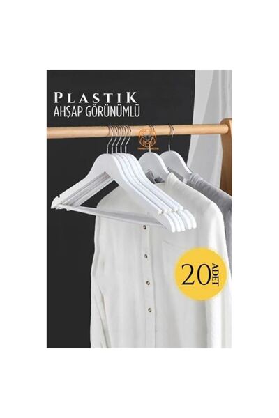 CT STONES Turk Дерев'яний вигляд Пластиковий вішак 20 штук Білий