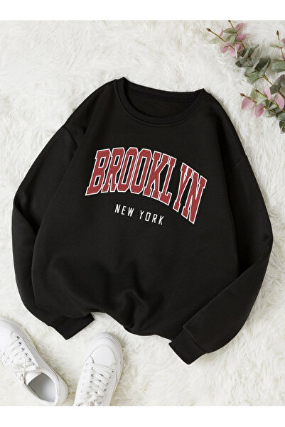 COHERENT سويت شيرت قطني كبير الحجم برقبة دائرية للنساء/الرجال من بروكلين