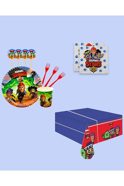 Evabrite Brawl Stars 32-Person Birthday Party Set - Brawl Stars Concept Party Decorations