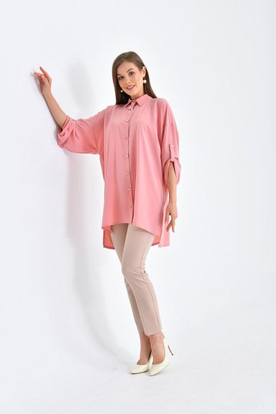 nodilife Women's Suit with Collar Brooch and Shirt Light Pink