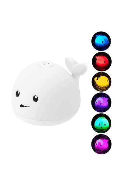 Picodino Jucarie de baie interactiva Balena Water Spray cu lumini LED si senz...
