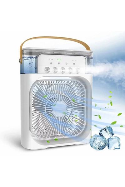 Rovitech Mini ventilator portabil Rovitech, 3 in 1, racitor de aer, umidificator, purificator, fundal RGB,