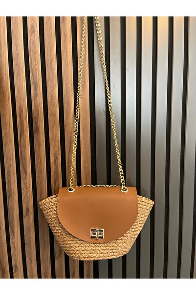 Home Geantă de mână și de umăr cu detalii din răchită naturală - Design cu ca...