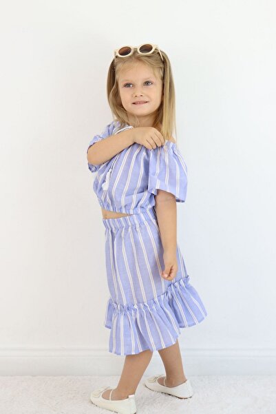 miabambim Set bluză cu fustă în dungi pentru fete