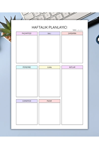 Elvina Paper Haftalık Planlayıcı, A5 Boyut , 30 Yaprak, Weekly Planner, Memopad, Bloknot