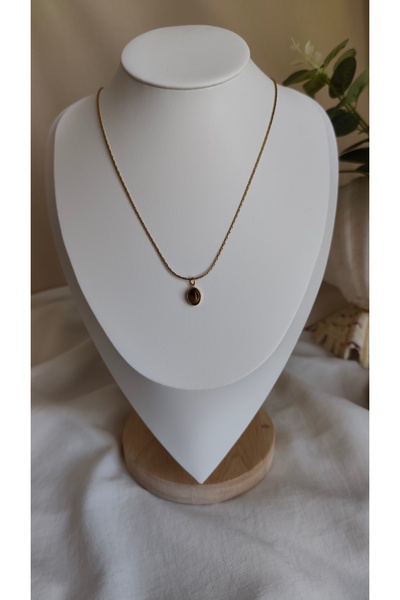 miyesa stainless steel çelik kaplangözü taşlı kolye