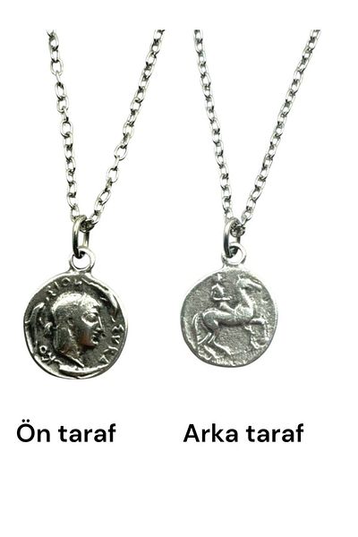 Herşey Nota Roman Coin Necklace -Double Sided Metal Necklace with Caesar and Napoleon Figures -1 Piece - with 60 cm Chain