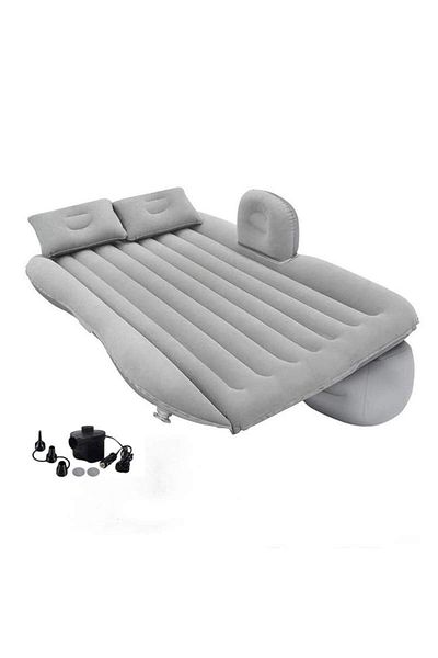 SIKS Inflatable Car Mattress For The Seat, 2 Pillows Included And Pump, Grey