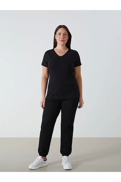 LC Waikiki LCWAIKIKI Basic μαύρο γυναικείο ελαστικό στη μέση ίσιο Jogger Sweatpants