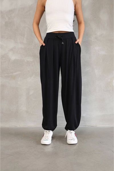 OYYOMODA Modal Fabric Shalwar Model Premium Black Pants with Elastic Waist