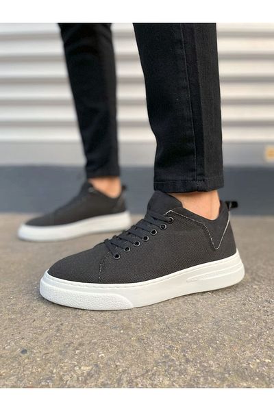 Zerenyus Jy204 Flex Lace-Up Linen Men's Casual Sneaker - Black White