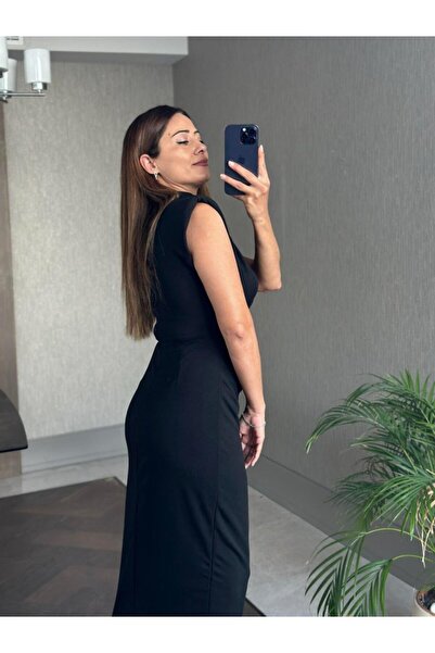 JANES Women's Crew Neck Padded Brooch Detail Short Sleeve Midi Dress