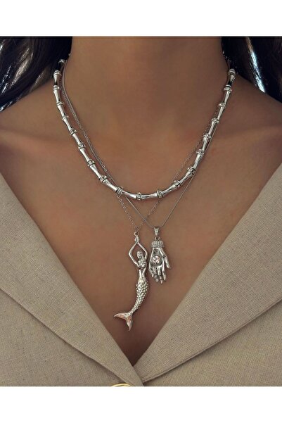 h&b design jewel Çelik Silver Deniz Kızı kolye