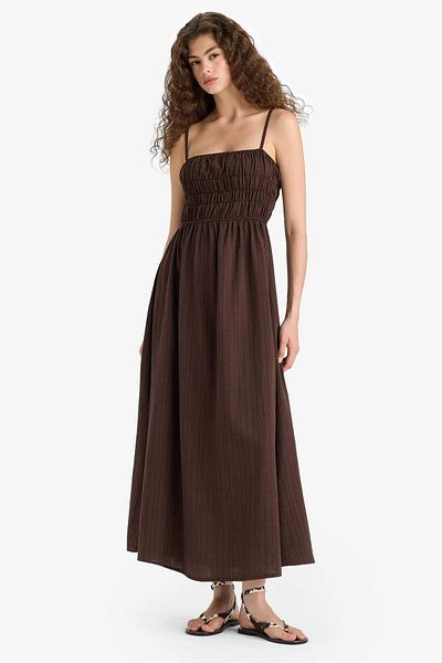 DeFacto Linen Look Strap Maxi Dress C9236Ax25Hs