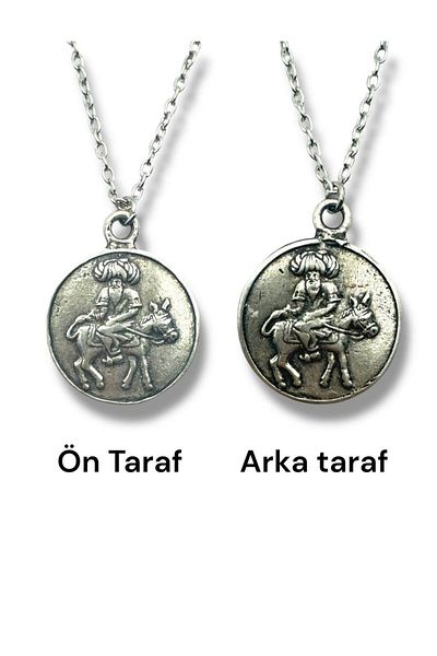 Herşey Nota Sufi Master Themed Ancient Roman Coin Necklace – Double Sided – 1 Piece – Metal Necklace with 60 cm Chain