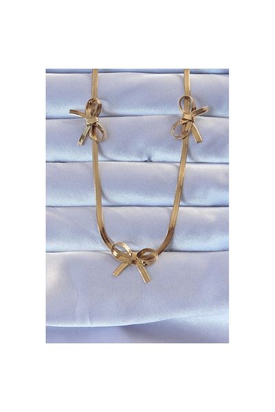 Skygo 316L Steel Gold Color Italian Bow Necklace with Chain - Tj-Bko9259