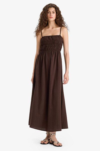 DeFacto Linen Look Strap Maxi Dress C9236Ax25Hs